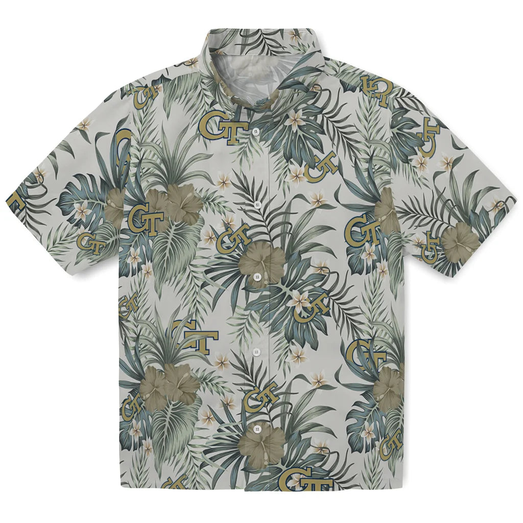 Georgia Tech Yellow Jackets Hawaiian Shirt - Hibiscus Designs | Hula Hawaiian Shirts