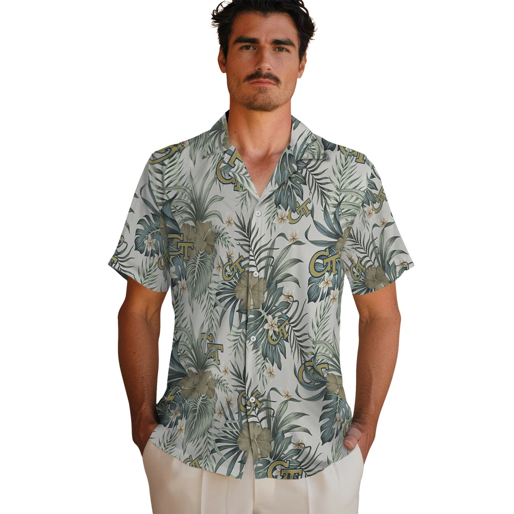 Georgia Tech Yellow Jackets Hawaiian Shirt - Hibiscus Designs | Hula Hawaiian Shirts