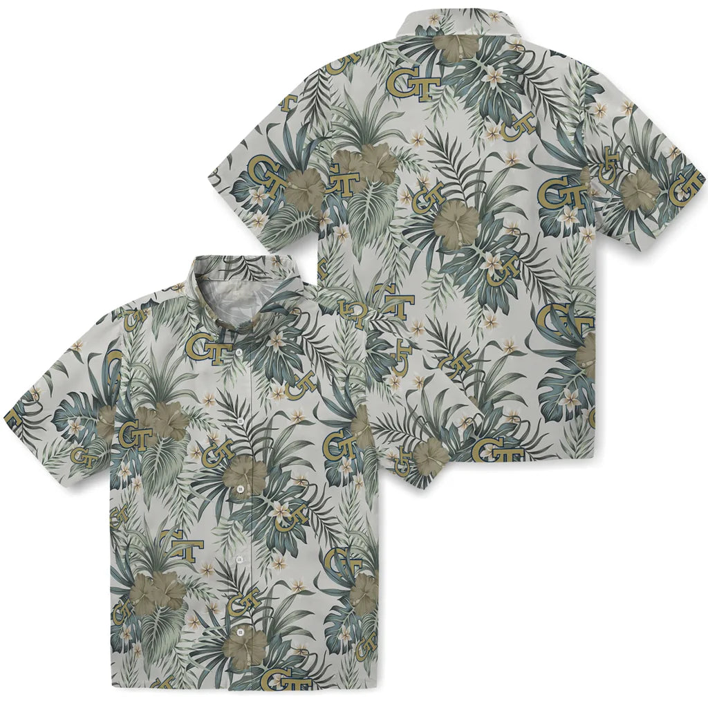 Georgia Tech Yellow Jackets Hawaiian Shirt - Hibiscus Designs | Hula Hawaiian Shirts