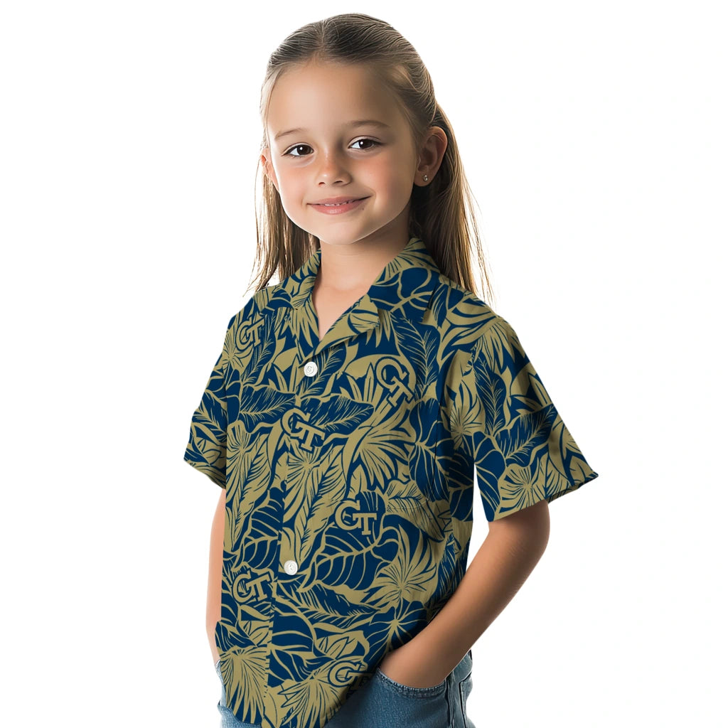 Georgia Tech Yellow Jackets Hawaiian Shirt - Monstera Layer | Hula Hawaiian Shirts