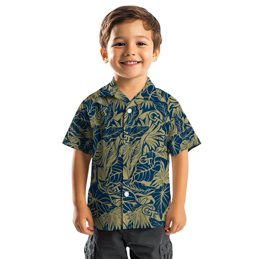 Georgia Tech Yellow Jackets Hawaiian Shirt - Monstera Layer | Hula Hawaiian Shirts