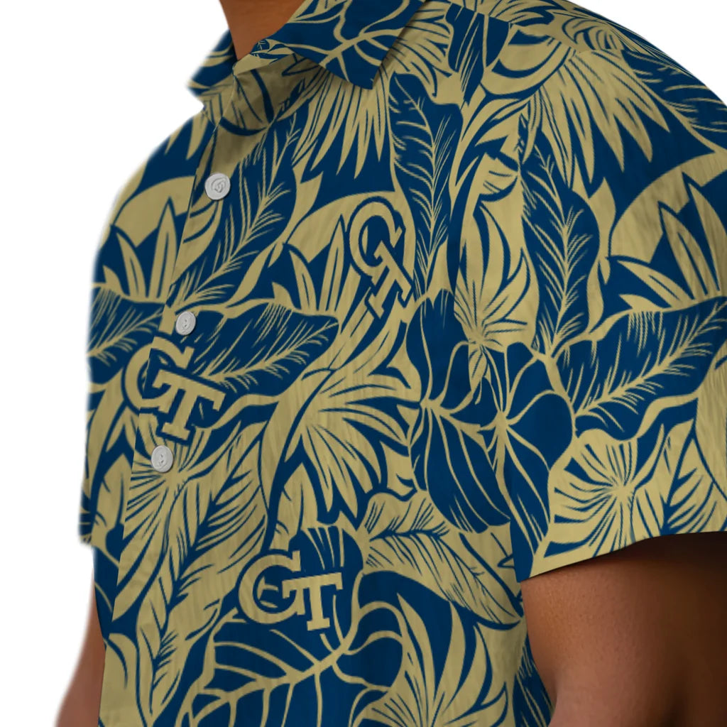 Georgia Tech Yellow Jackets Hawaiian Shirt - Monstera Layer | Hula Hawaiian Shirts