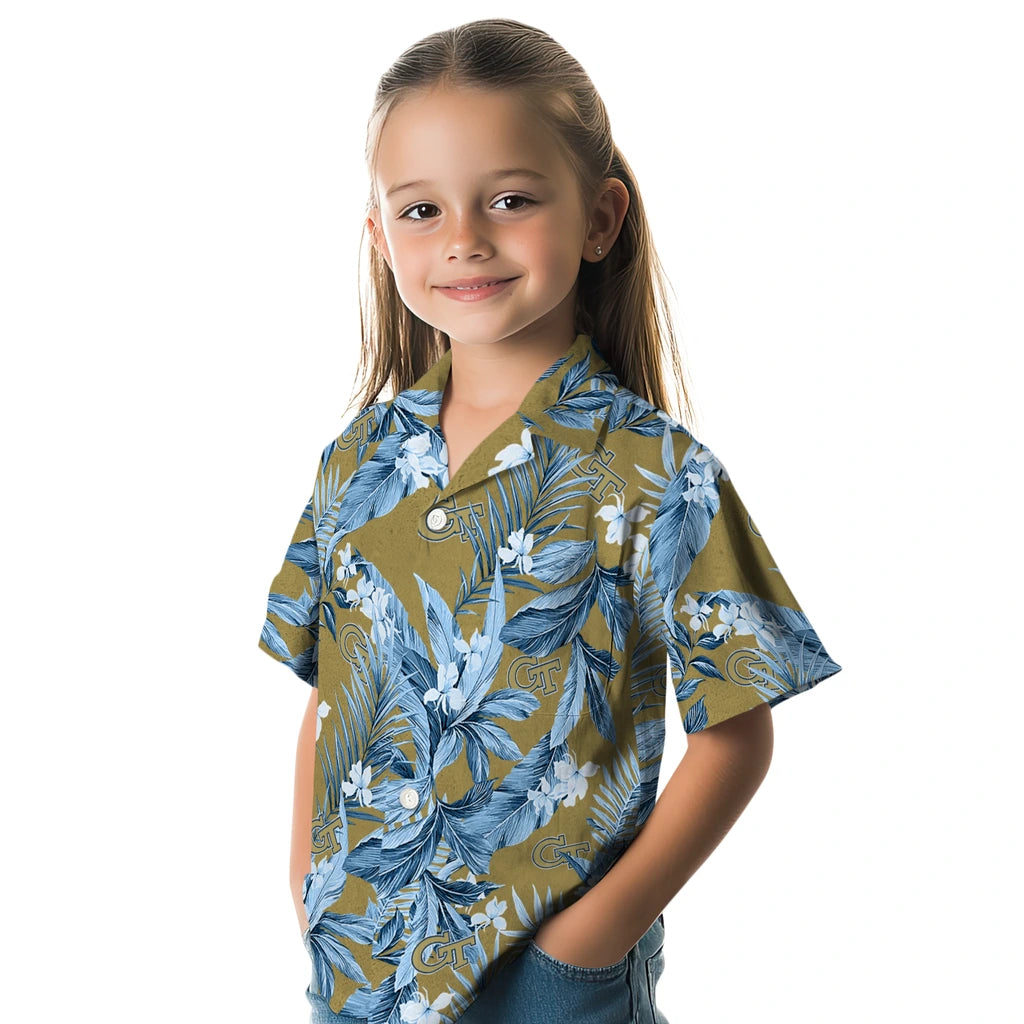 Georgia Tech Yellow Jackets Hawaiian Shirt - Palm Leaves | Hula Hawaiian Shirts