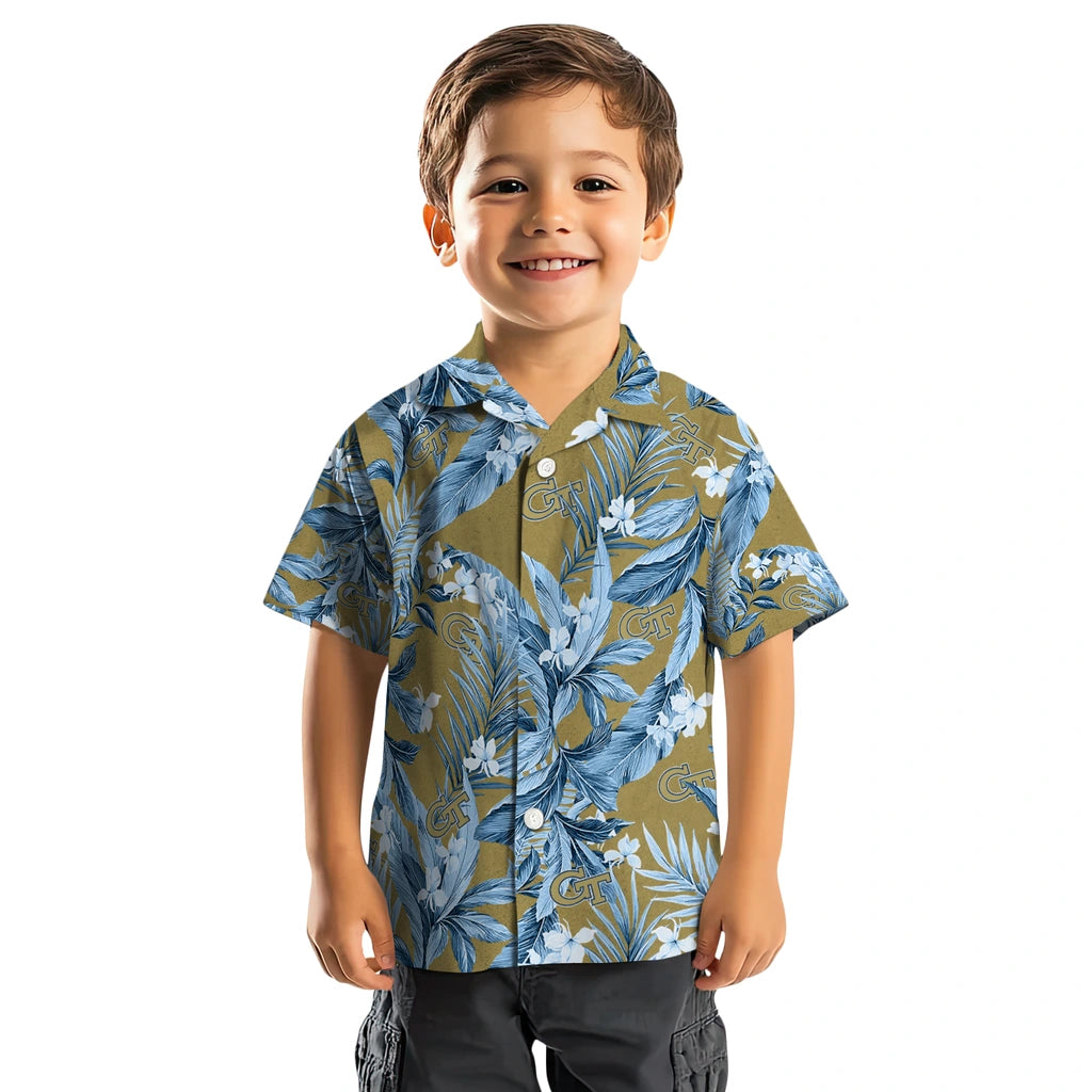 Georgia Tech Yellow Jackets Hawaiian Shirt - Palm Leaves | Hula Hawaiian Shirts
