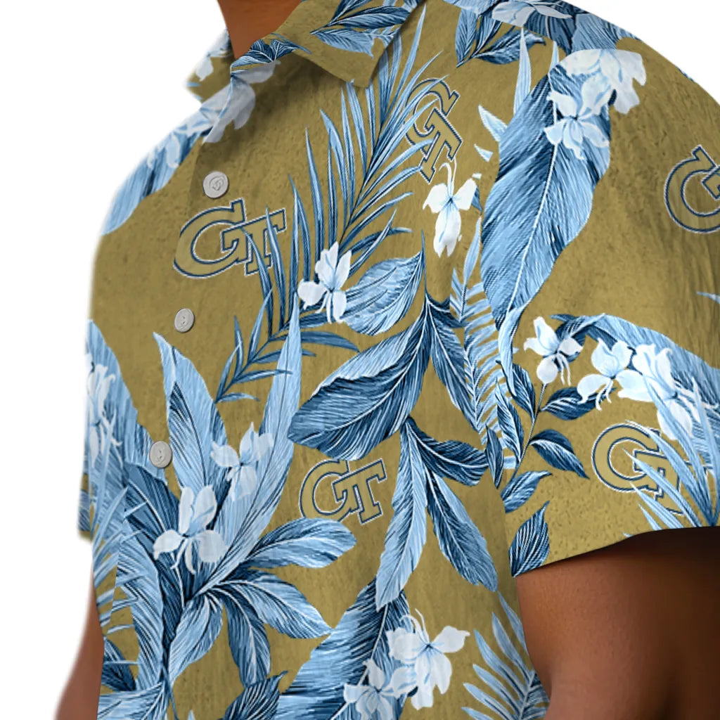 Georgia Tech Yellow Jackets Hawaiian Shirt - Palm Leaves | Hula Hawaiian Shirts
