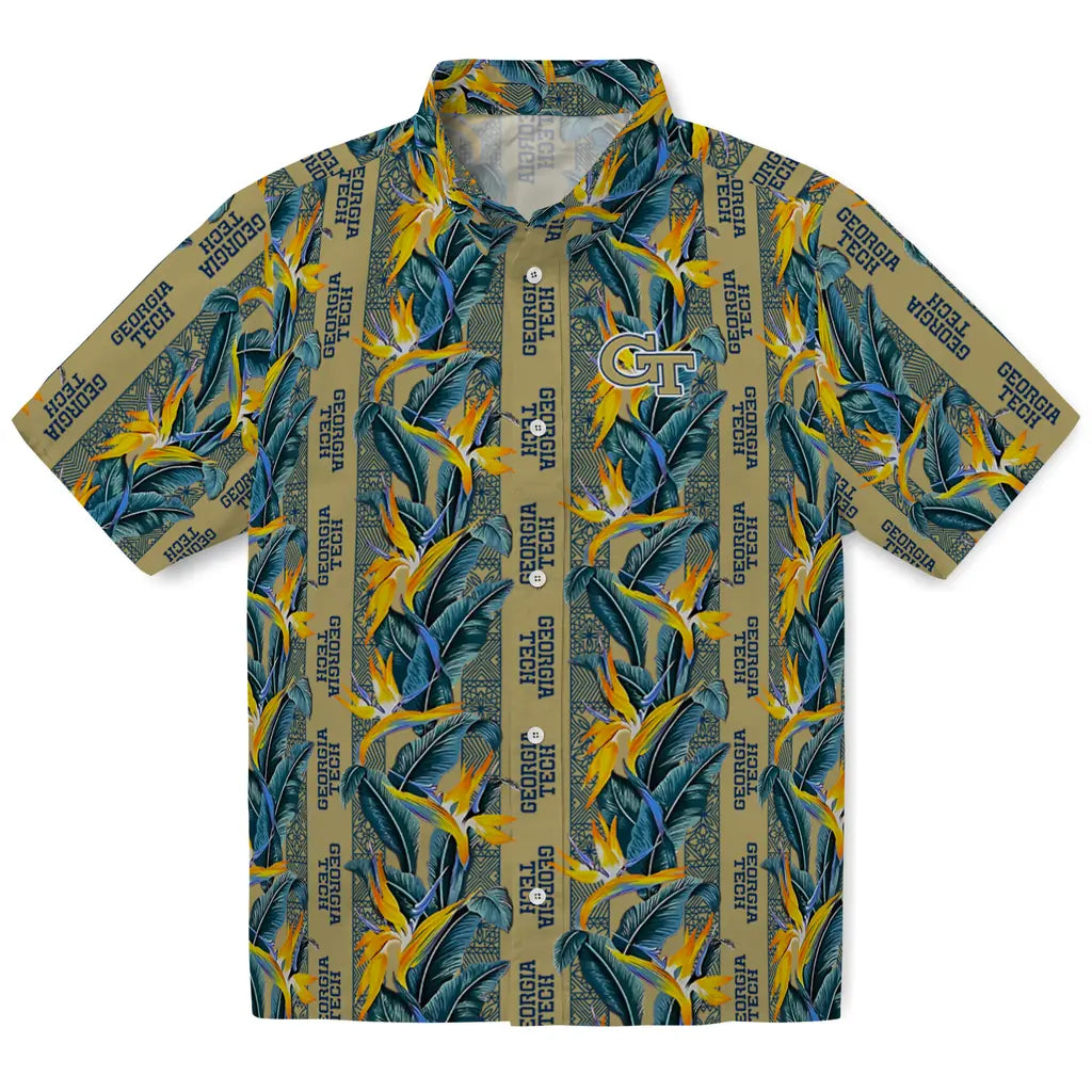 Georgia Tech Yellow Jackets Hawaiian Shirt - Paradise Vines | Hula Hawaiian Shirts