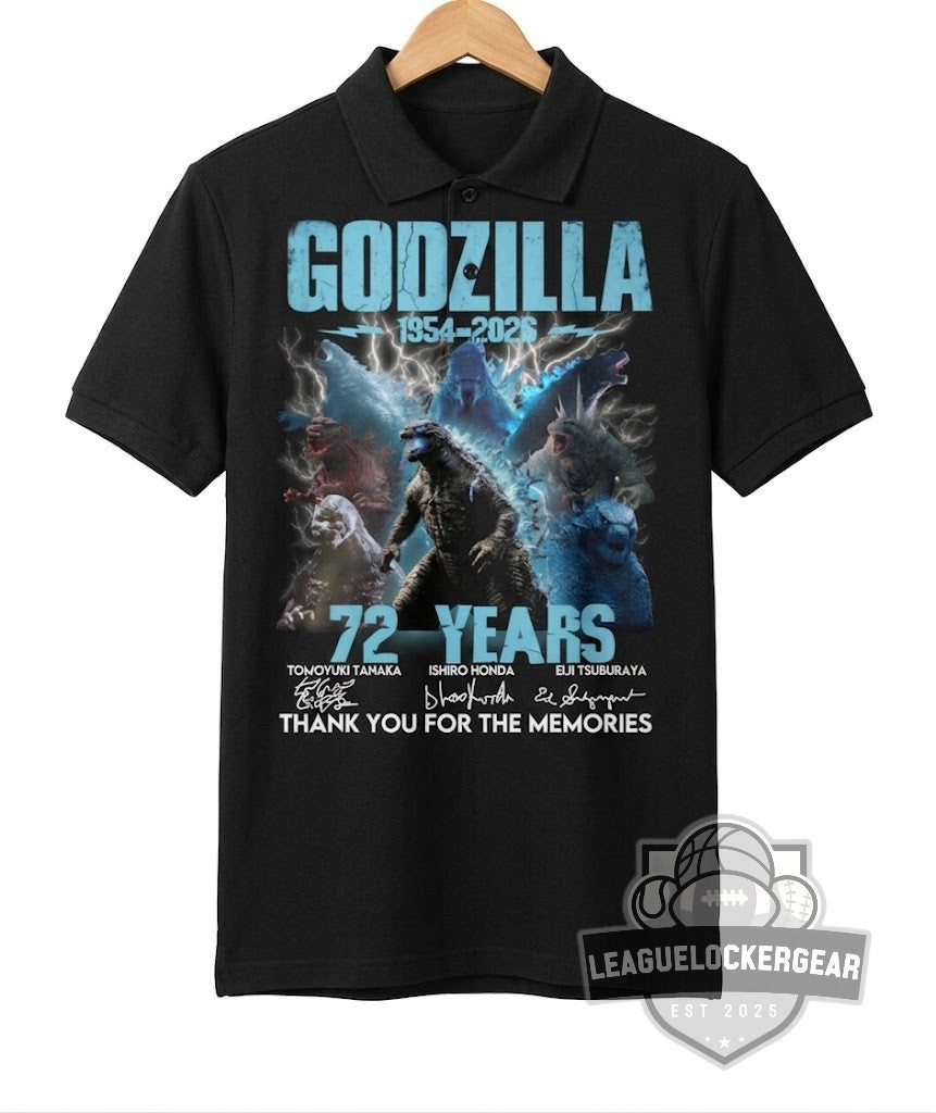 Godzilla 72 Years Thank You For The Memories Signatures T-Shirt - LeagueLockerGear