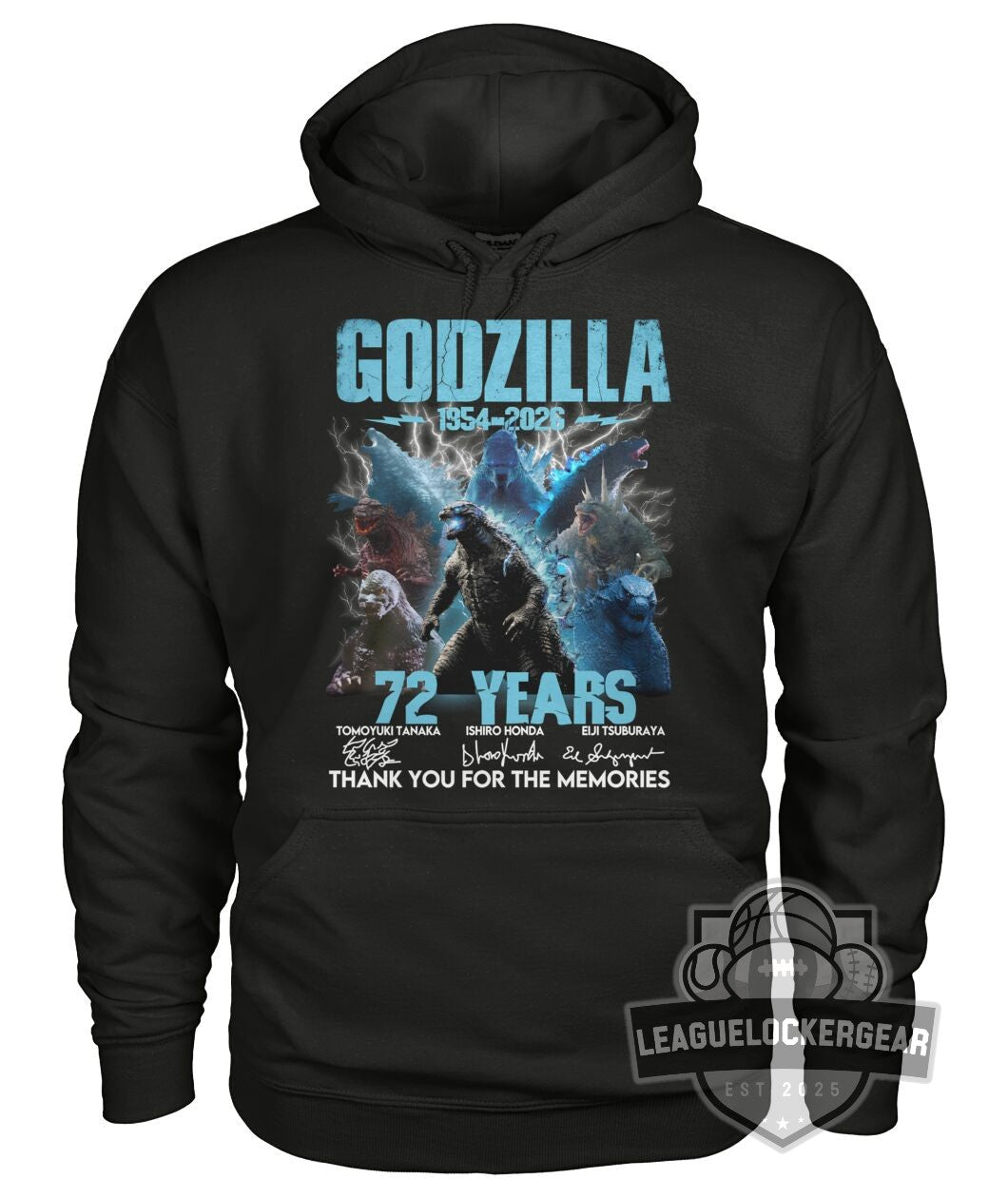 Godzilla 72 Years Thank You For The Memories Signatures T-Shirt - LeagueLockerGear