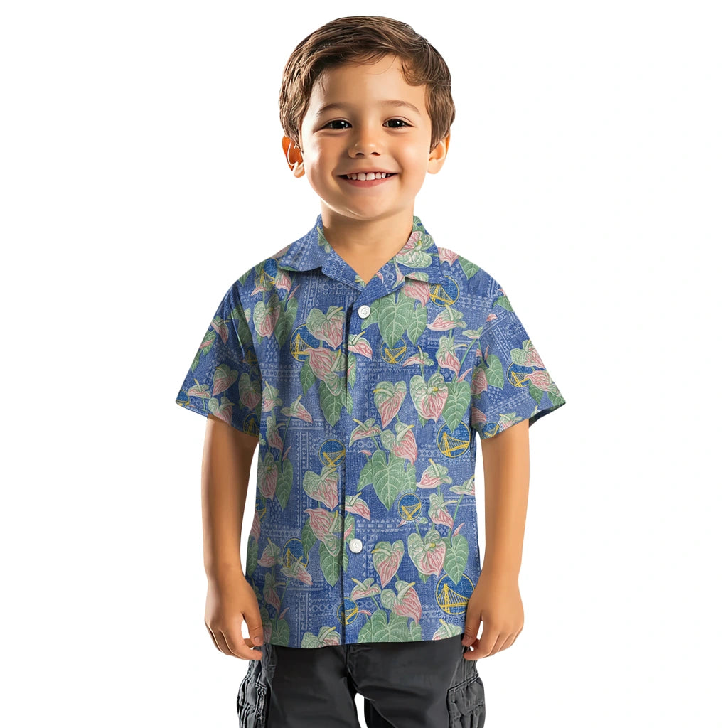 Golden State Warriors Hawaiian Shirt - Anthurium Overlay | Hula Hawaiian Shirts
