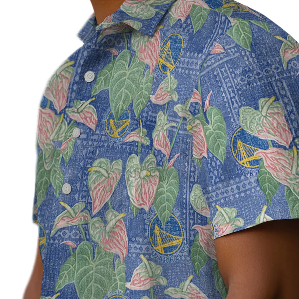 Golden State Warriors Hawaiian Shirt - Anthurium Overlay | Hula Hawaiian Shirts