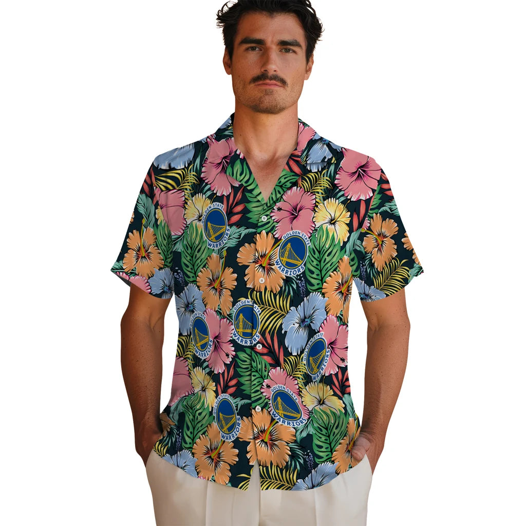 Golden State Warriors Hawaiian Shirt - Brilliant Hibiscus Garden | Hula Hawaiian Shirts