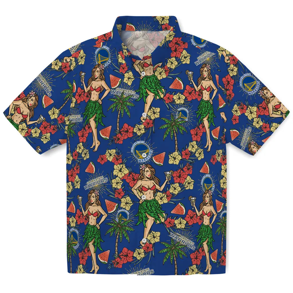 Golden State Warriors Hawaiian Shirt - Hawaiian Girls Design | Hula Hawaiian Shirts