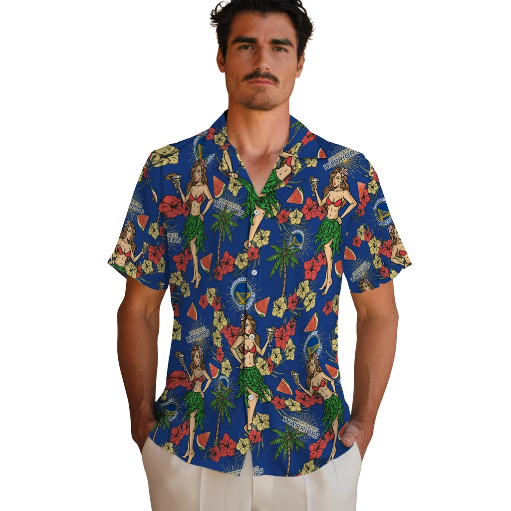 Golden State Warriors Hawaiian Shirt - Hawaiian Girls Design | Hula Hawaiian Shirts