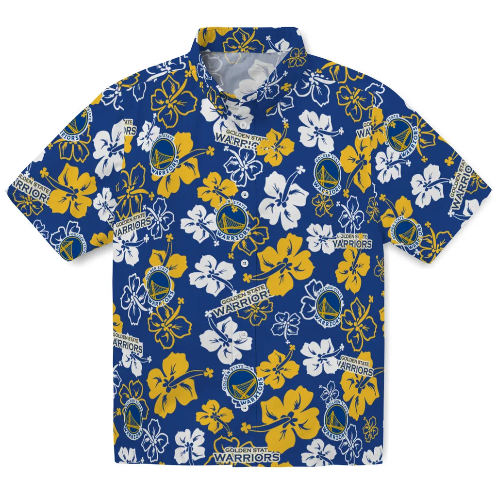 Golden State Warriors Hawaiian Shirt - Hibiscus Flower Design | Hula Hawaiian Shirts