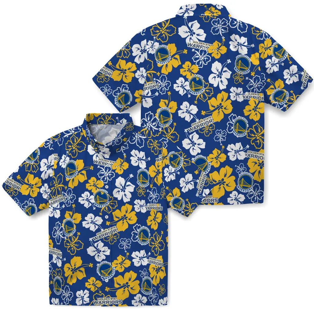 Golden State Warriors Hawaiian Shirt - Hibiscus Flower Design | Hula Hawaiian Shirts