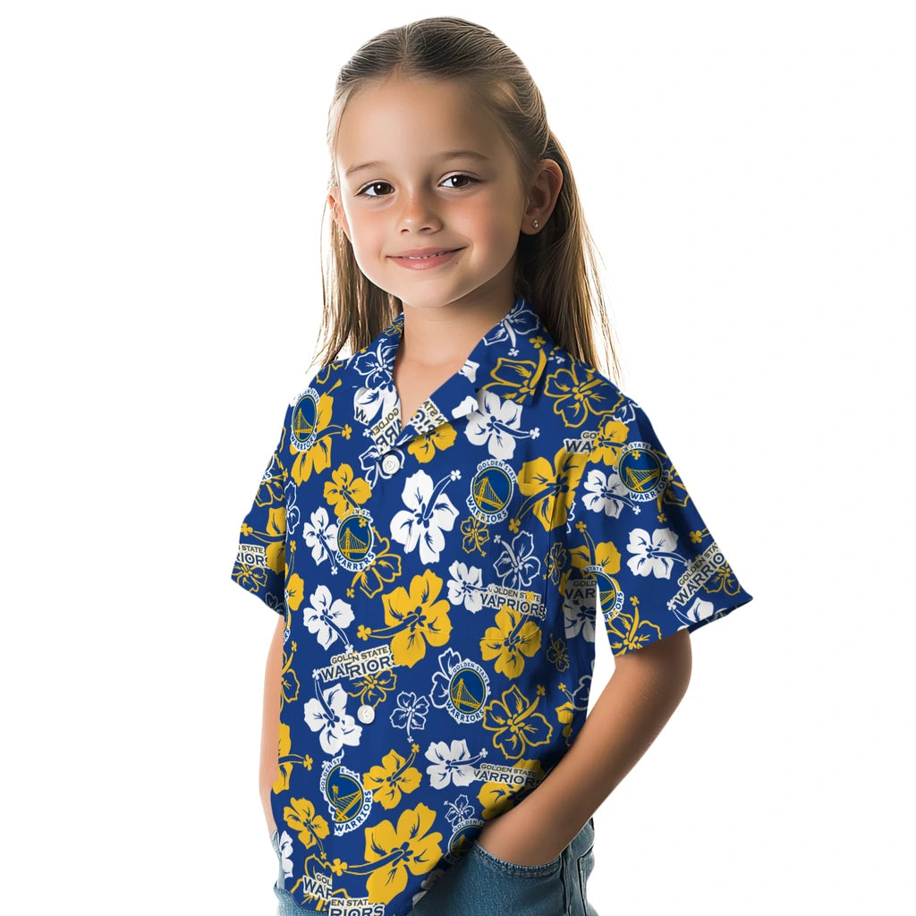 Golden State Warriors Hawaiian Shirt - Hibiscus Flower Design | Hula Hawaiian Shirts