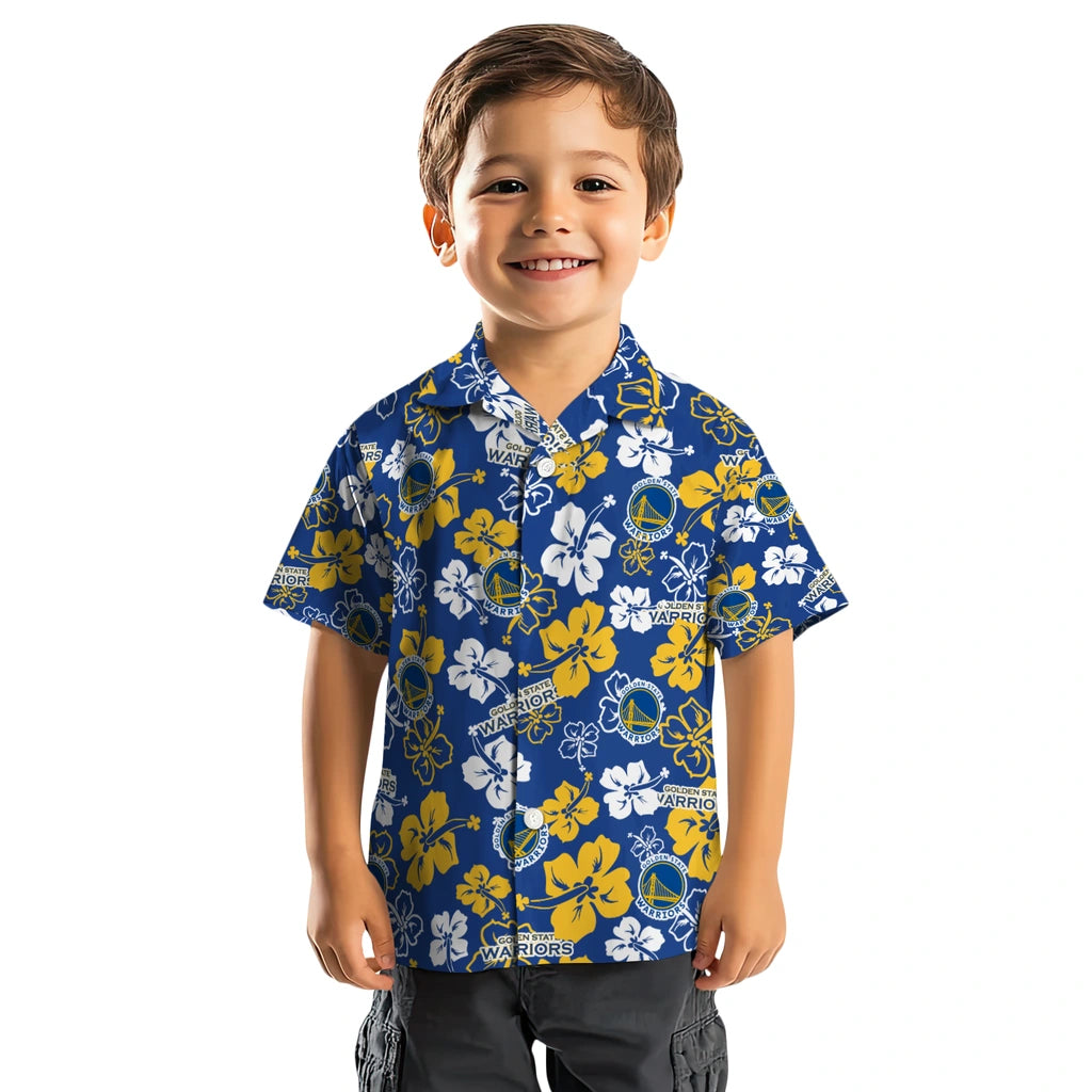 Golden State Warriors Hawaiian Shirt - Hibiscus Flower Design | Hula Hawaiian Shirts