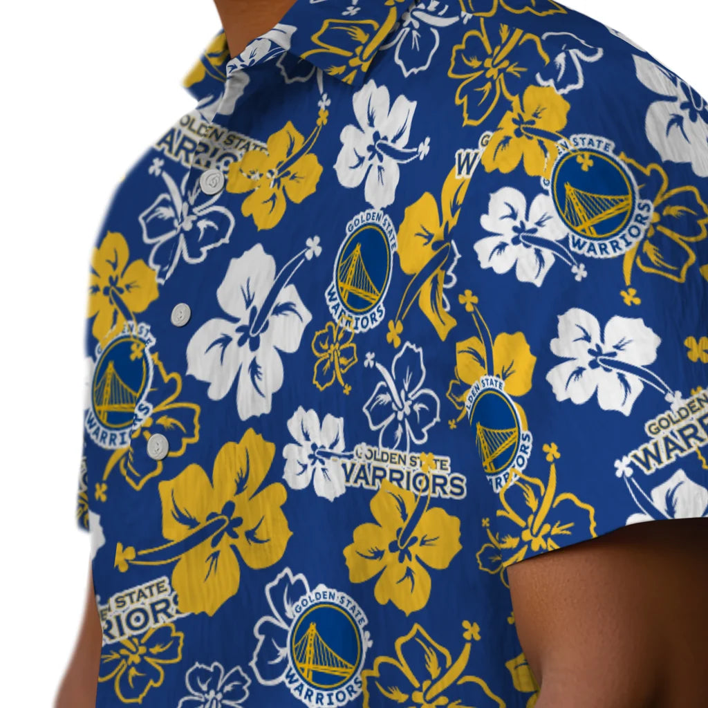 Golden State Warriors Hawaiian Shirt - Hibiscus Flower Design | Hula Hawaiian Shirts