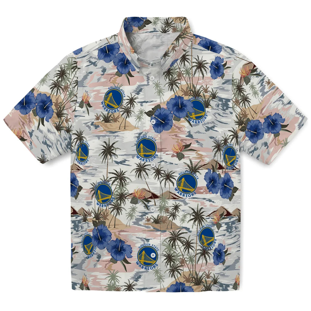 Golden State Warriors Hawaiian Shirt - Hibiscus Seaside | Hula Hawaiian Shirts