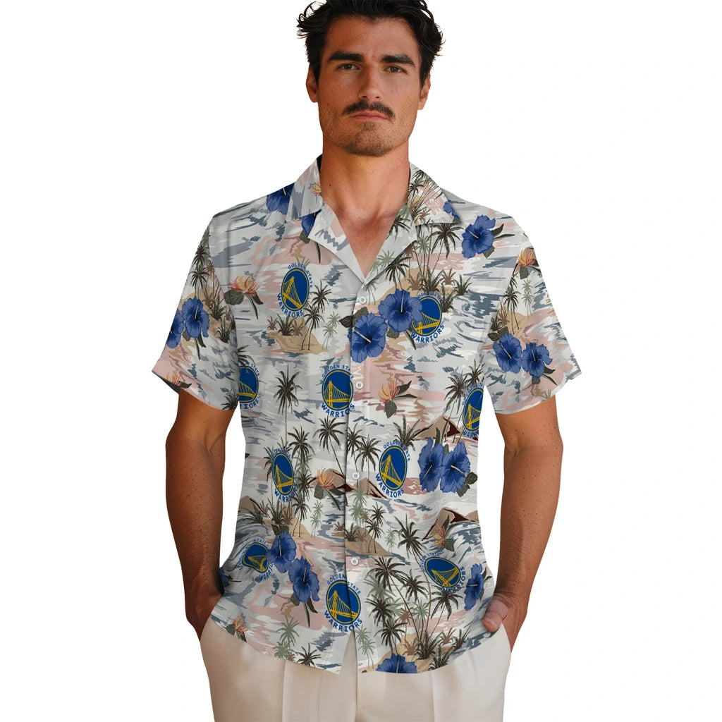 Golden State Warriors Hawaiian Shirt - Hibiscus Seaside | Hula Hawaiian Shirts
