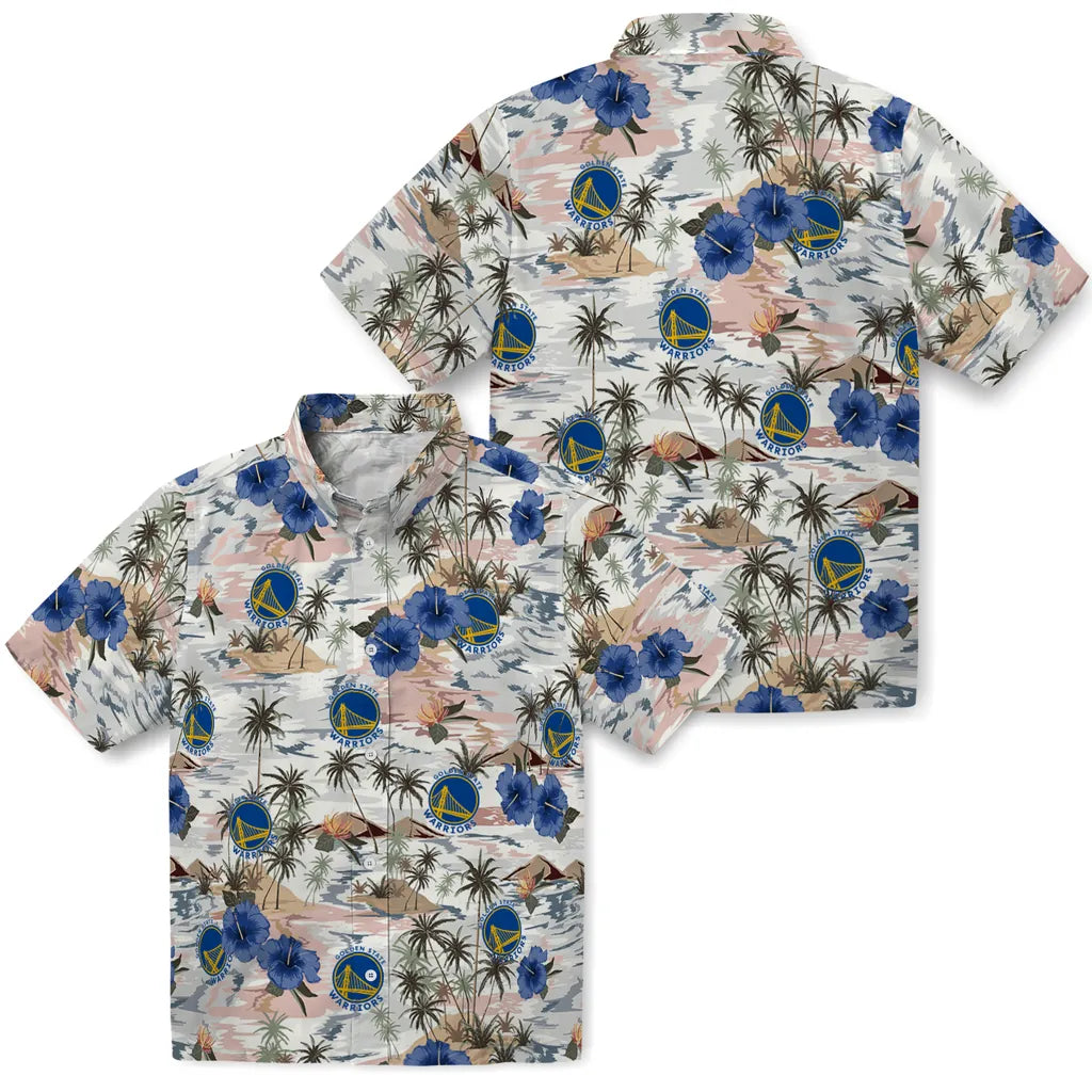 Golden State Warriors Hawaiian Shirt - Hibiscus Seaside | Hula Hawaiian Shirts