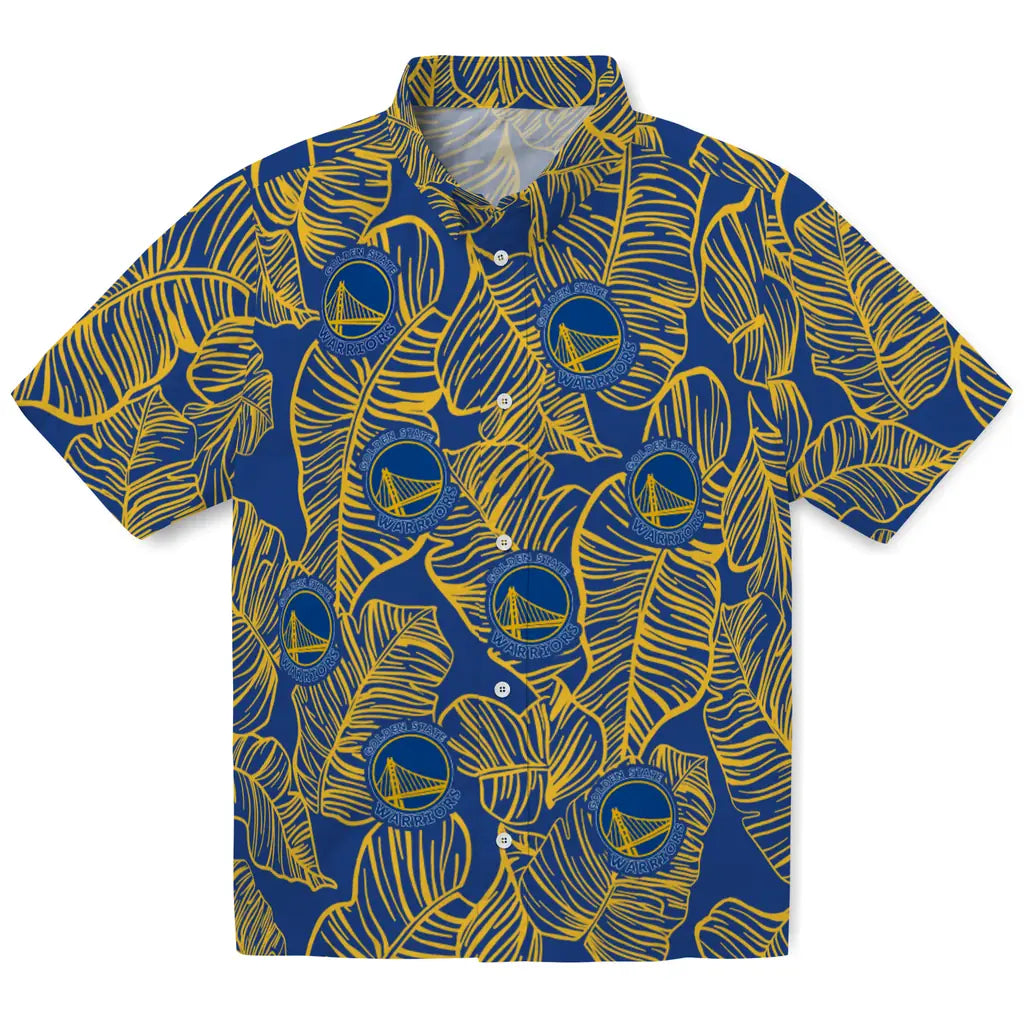 Golden State Warriors Hawaiian Shirt - Leaf Outline | Hula Hawaiian Shirts