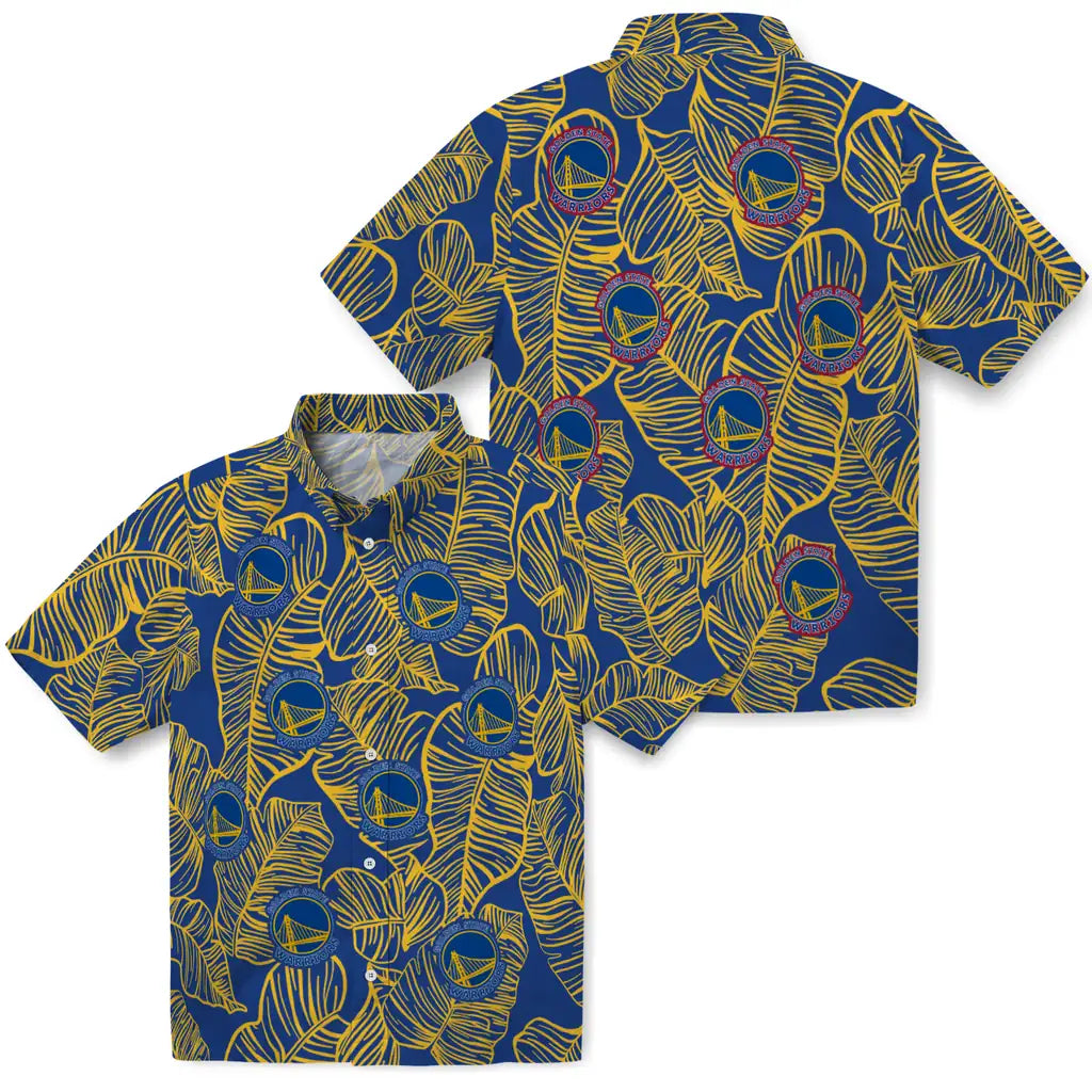 Golden State Warriors Hawaiian Shirt - Leaf Outline | Hula Hawaiian Shirts