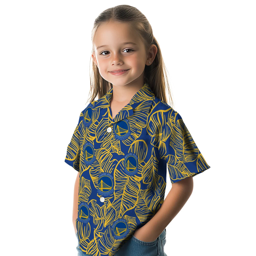Golden State Warriors Hawaiian Shirt - Leaf Outline | Hula Hawaiian Shirts