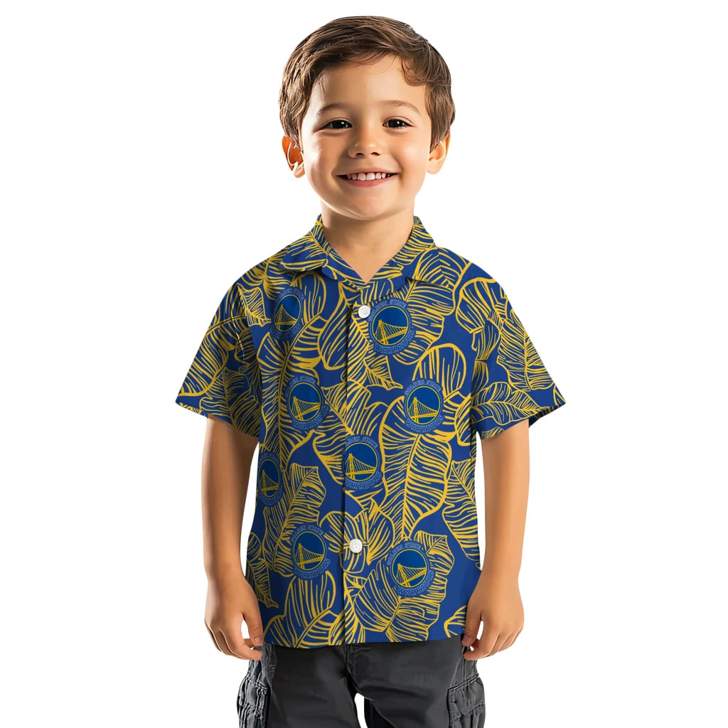 Golden State Warriors Hawaiian Shirt - Leaf Outline | Hula Hawaiian Shirts