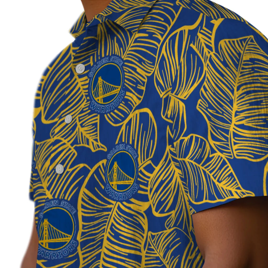 Golden State Warriors Hawaiian Shirt - Leaf Outline | Hula Hawaiian Shirts