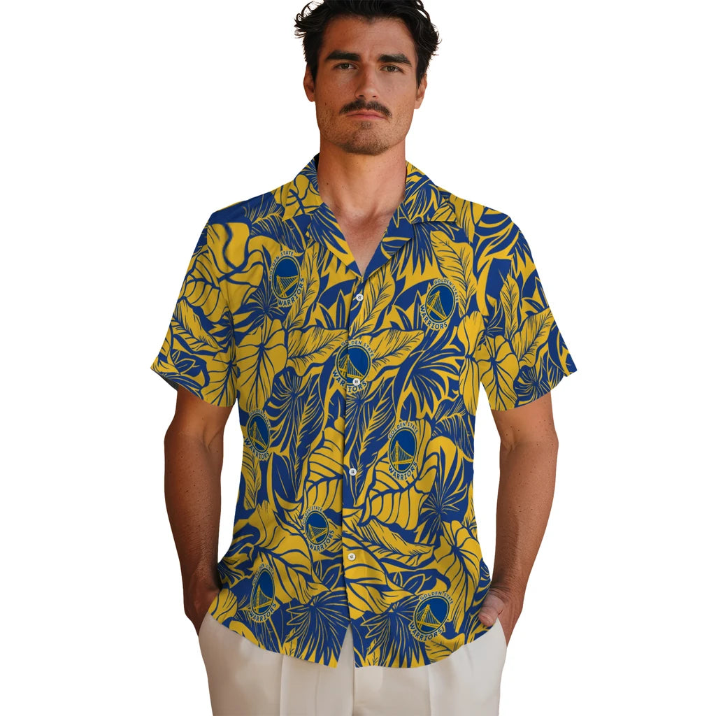 Golden State Warriors Hawaiian Shirt - Monstera Layer | Hula Hawaiian Shirts