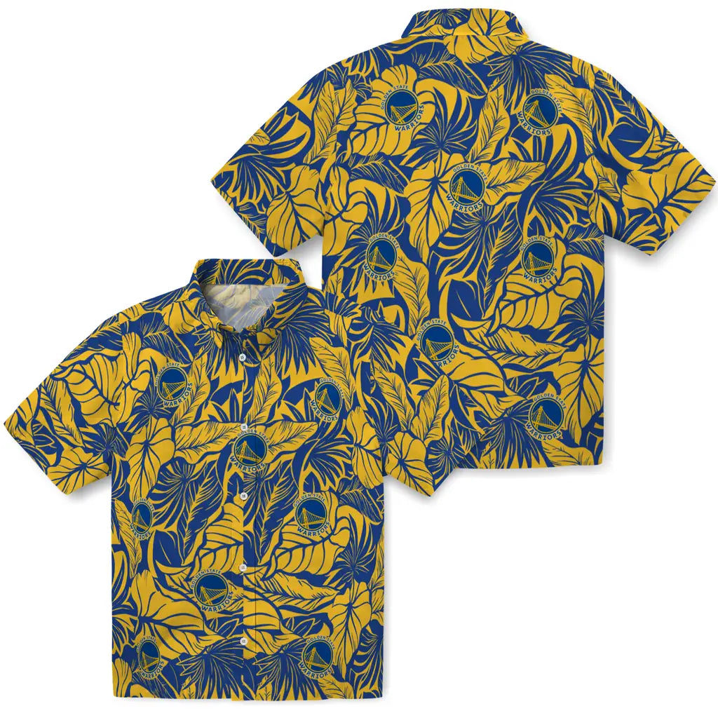 Golden State Warriors Hawaiian Shirt - Monstera Layer | Hula Hawaiian Shirts