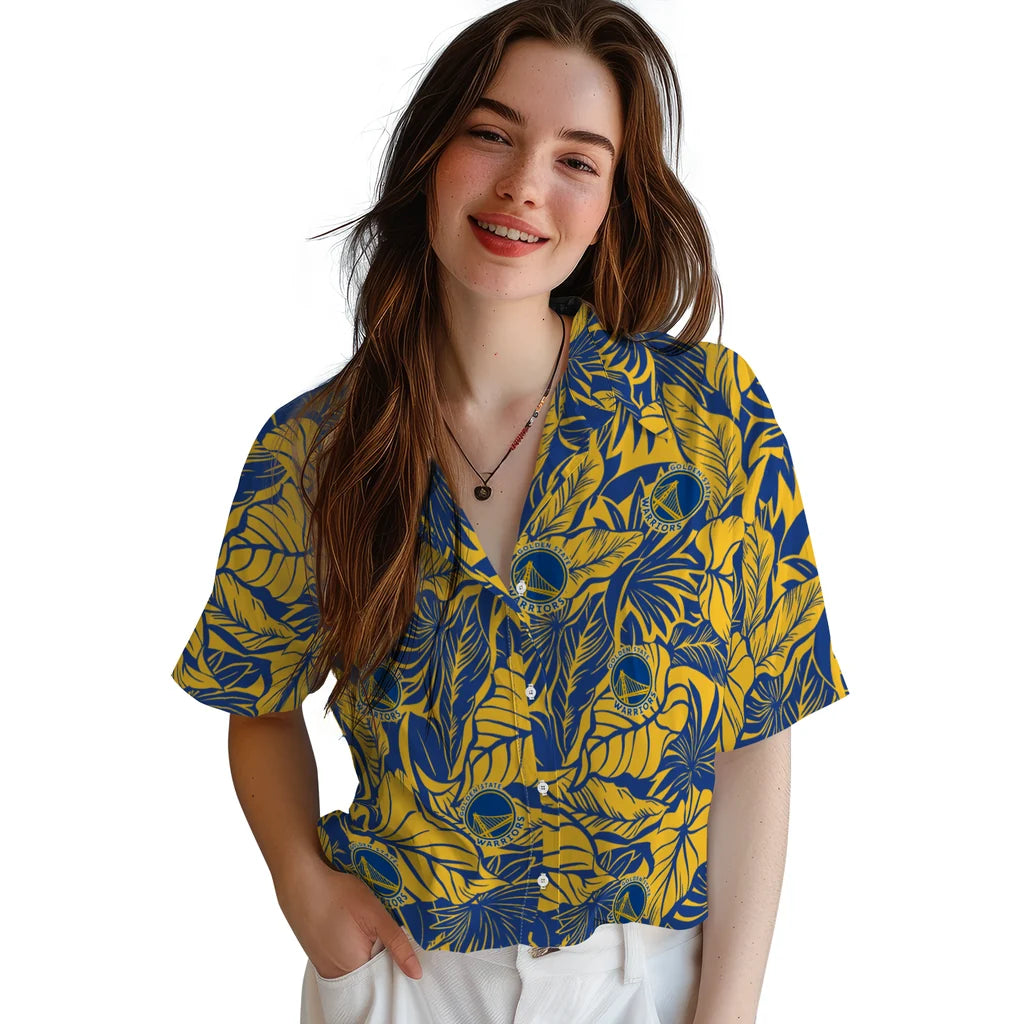Golden State Warriors Hawaiian Shirt - Monstera Layer | Hula Hawaiian Shirts