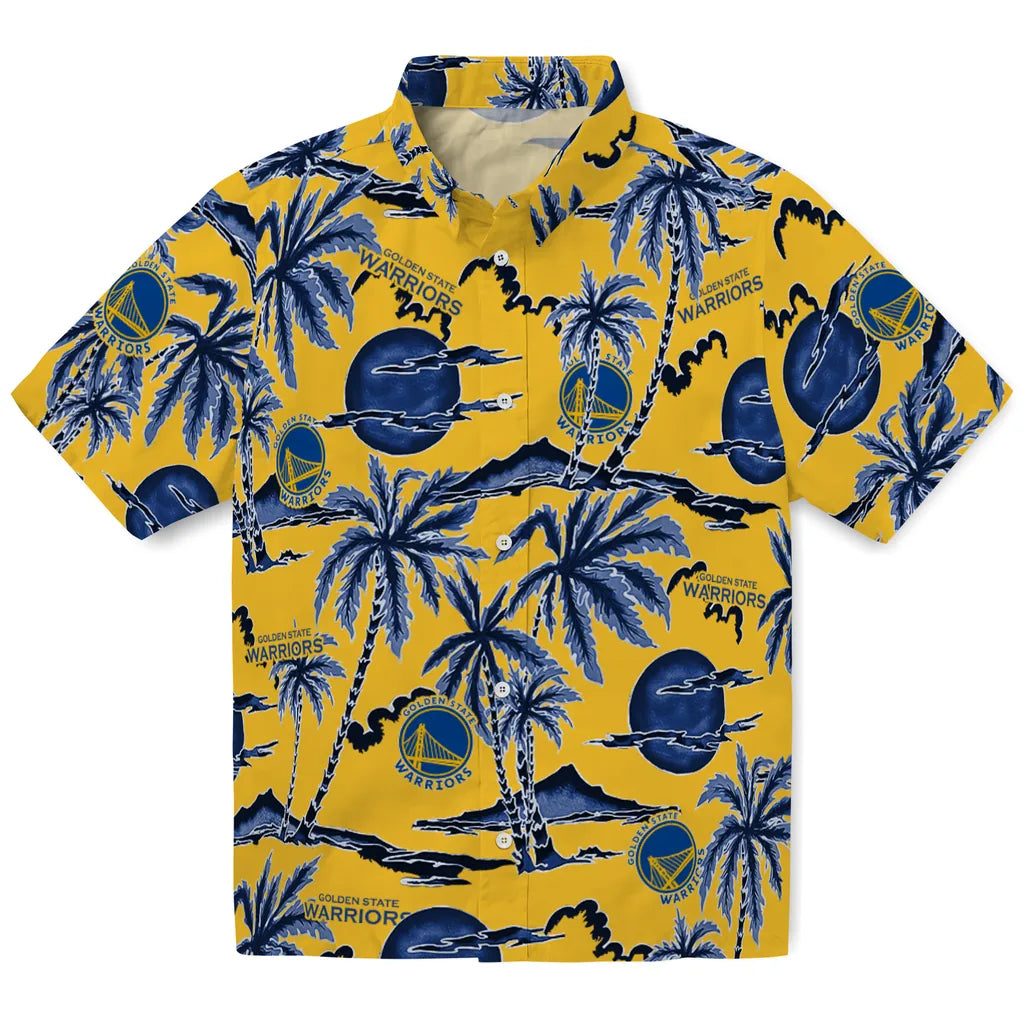 Golden State Warriors Hawaiian Shirt - Palm Sunset | Hula Hawaiian Shirts