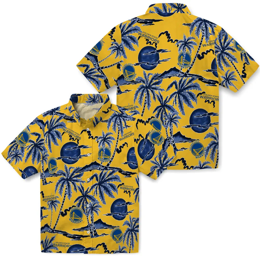 Golden State Warriors Hawaiian Shirt - Palm Sunset | Hula Hawaiian Shirts