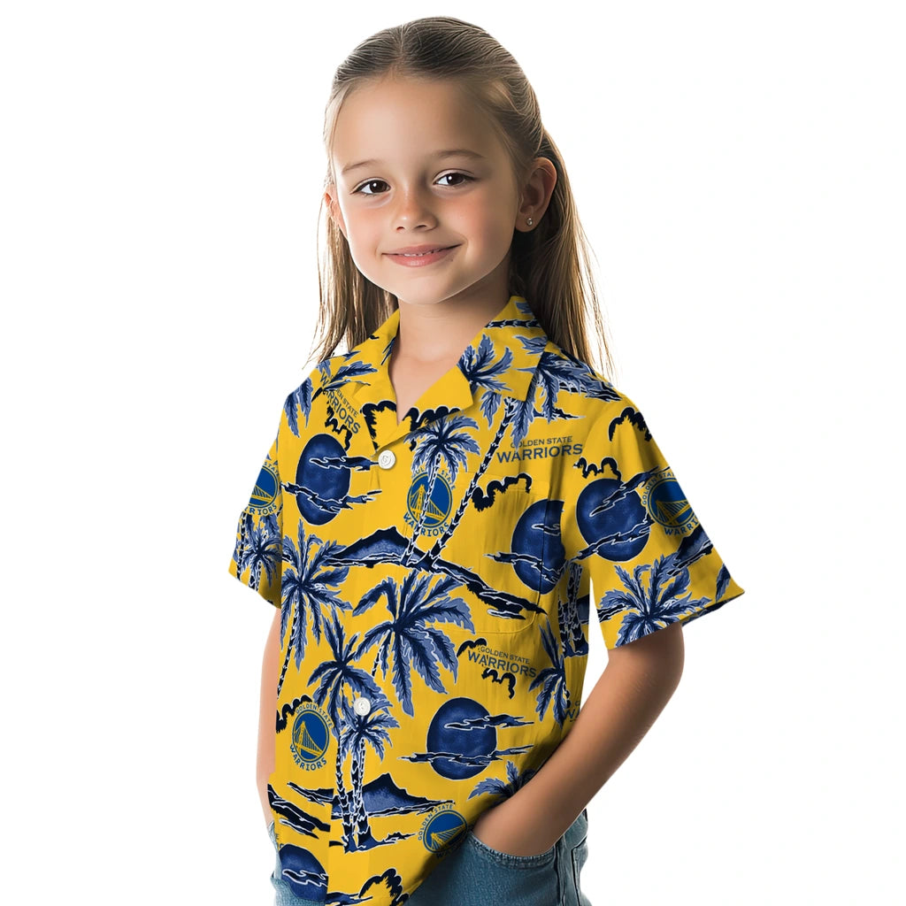 Golden State Warriors Hawaiian Shirt - Palm Sunset | Hula Hawaiian Shirts