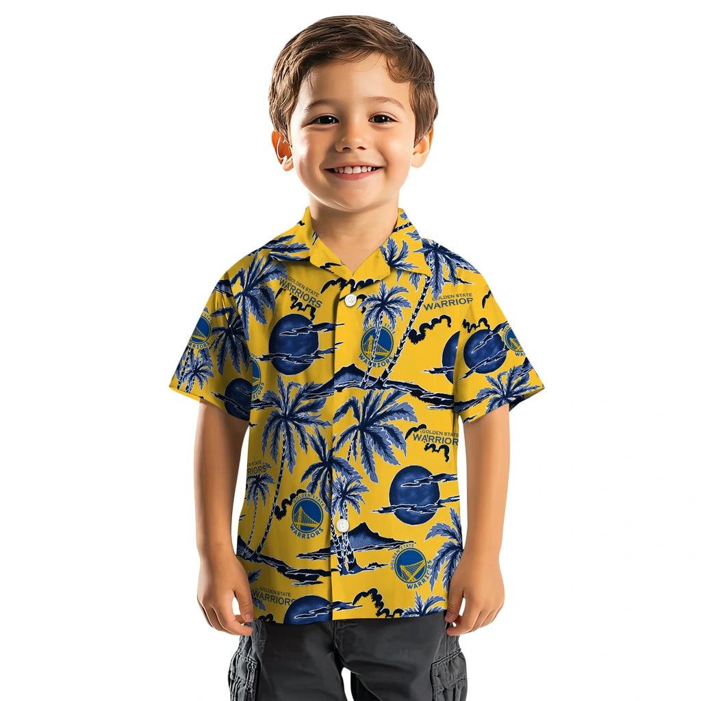 Golden State Warriors Hawaiian Shirt - Palm Sunset | Hula Hawaiian Shirts