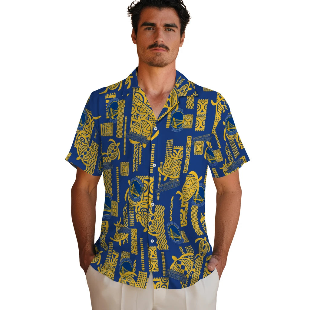 Golden State Warriors Hawaiian Shirt - Turtle Lines | Hula Hawaiian Shirts
