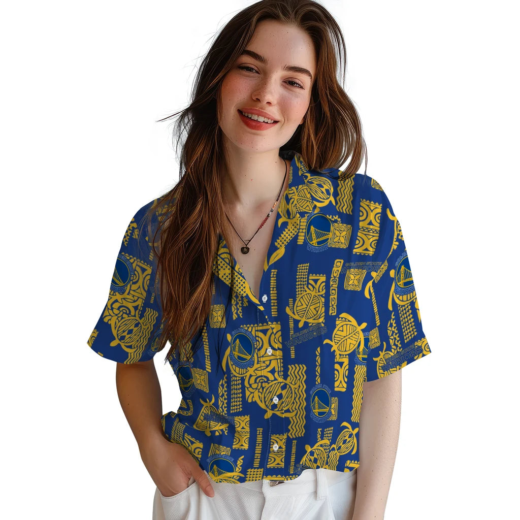 Golden State Warriors Hawaiian Shirt - Turtle Lines | Hula Hawaiian Shirts