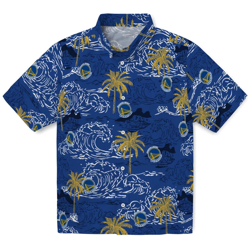 Golden State Warriors Hawaiian Shirt - Wave Palm | Hula Hawaiian Shirts