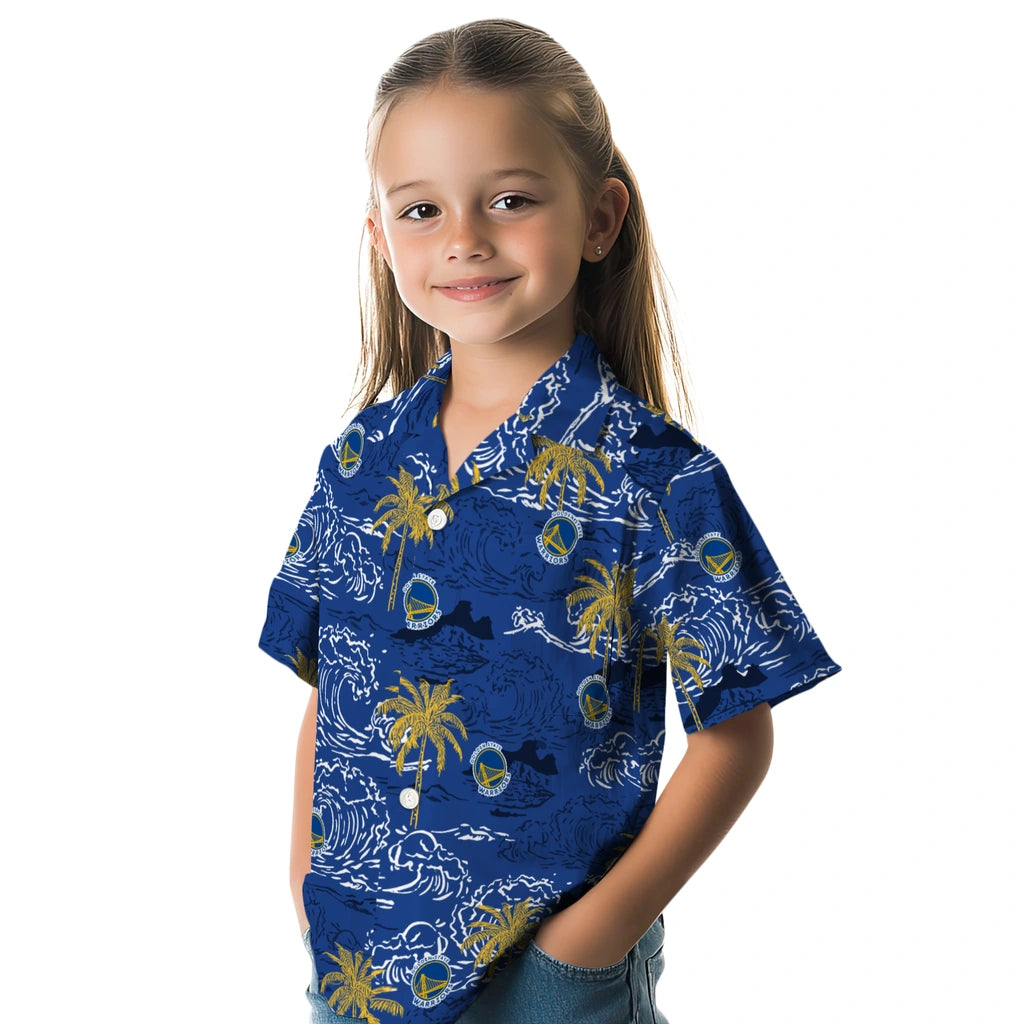 Golden State Warriors Hawaiian Shirt - Wave Palm | Hula Hawaiian Shirts