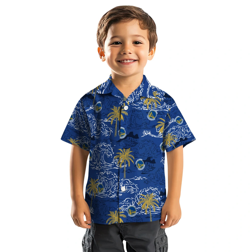 Golden State Warriors Hawaiian Shirt - Wave Palm | Hula Hawaiian Shirts