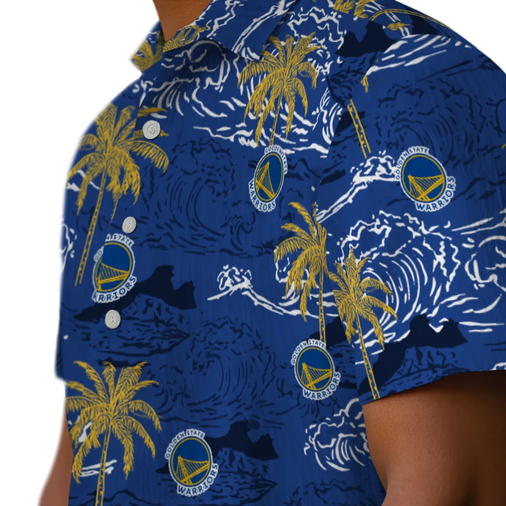 Golden State Warriors Hawaiian Shirt - Wave Palm | Hula Hawaiian Shirts