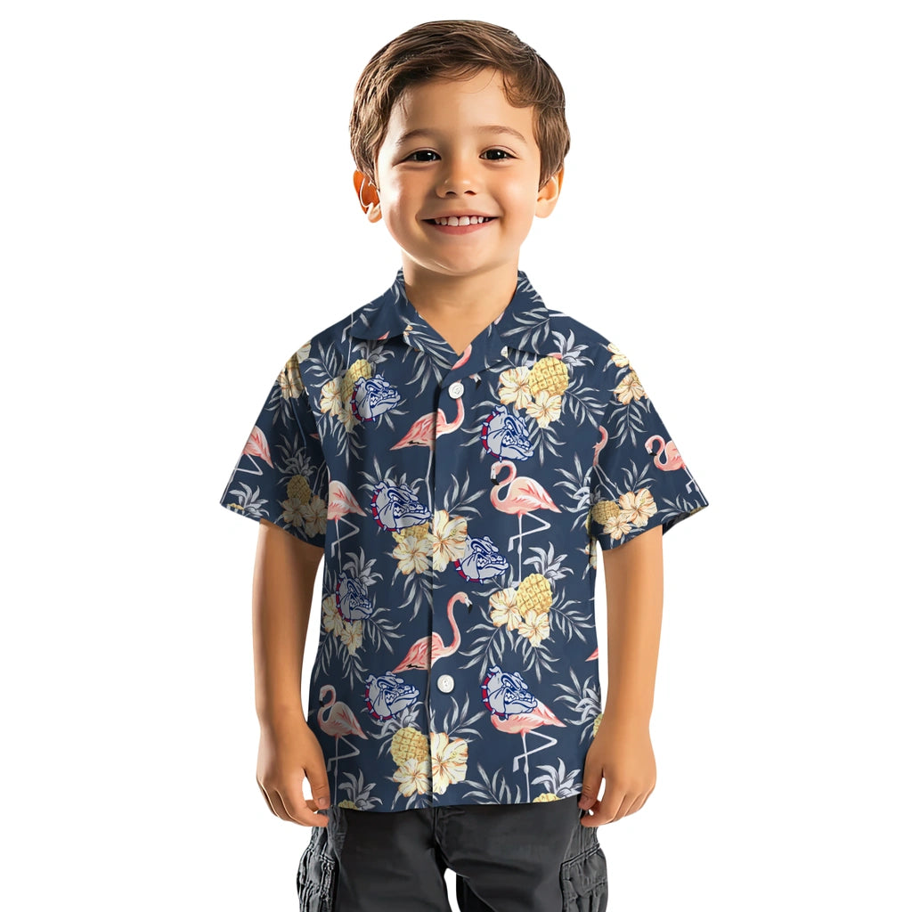 Gonzaga Bulldogs Hawaiian Shirt - Flamingo Hibiscus | Hula Hawaiian Shirts