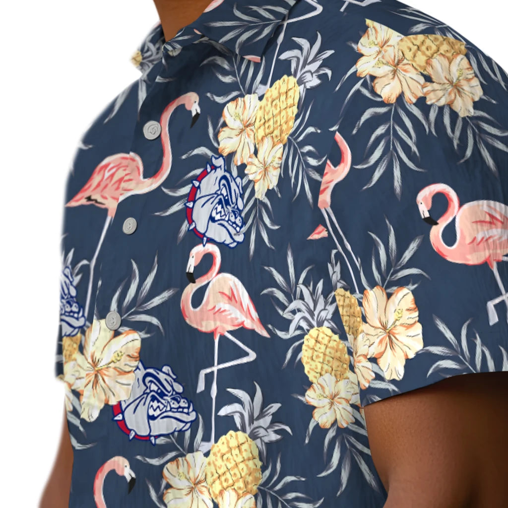 Gonzaga Bulldogs Hawaiian Shirt - Flamingo Hibiscus | Hula Hawaiian Shirts