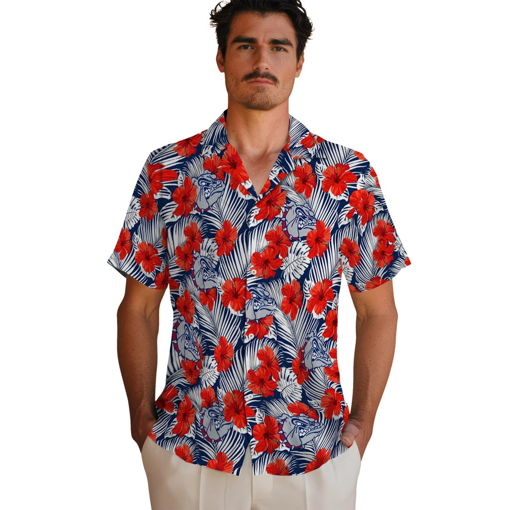 Gonzaga Bulldogs Hawaiian Shirt - Hibiscus Fiesta | Hula Hawaiian Shirts