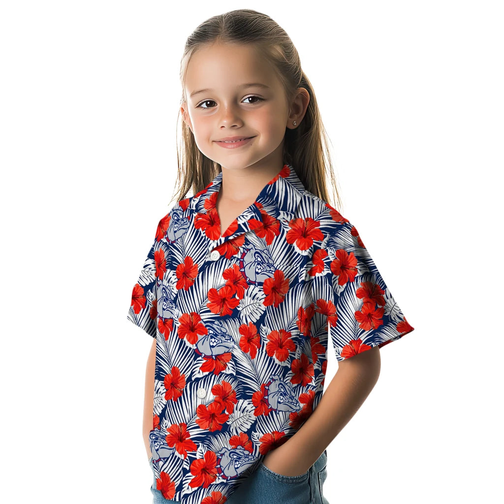 Gonzaga Bulldogs Hawaiian Shirt - Hibiscus Fiesta | Hula Hawaiian Shirts