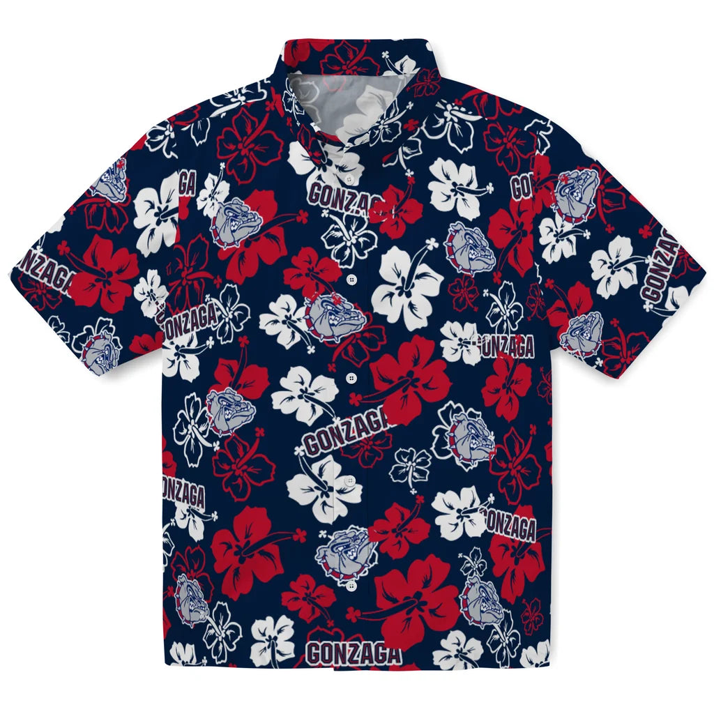Gonzaga Bulldogs Hawaiian Shirt - Hibiscus Flower Design | Hula Hawaiian Shirts