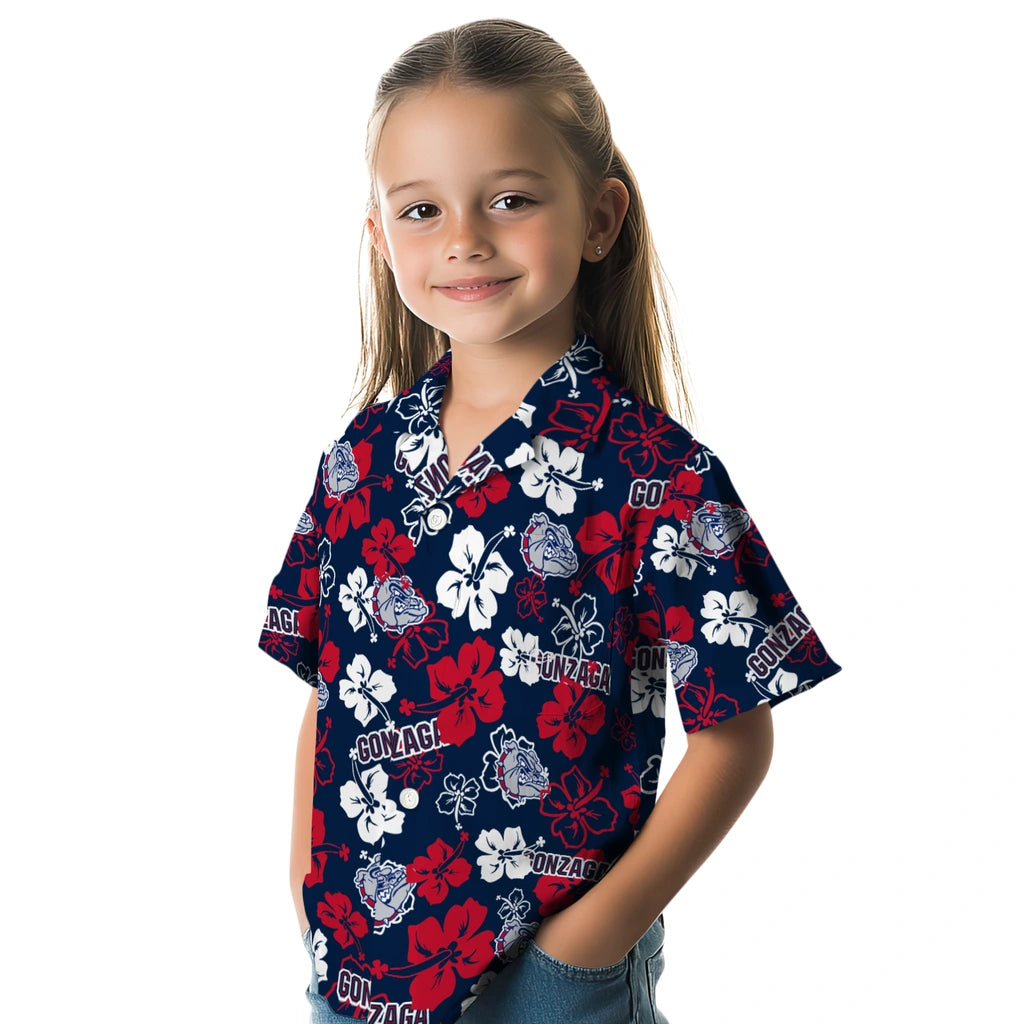 Gonzaga Bulldogs Hawaiian Shirt - Hibiscus Flower Design | Hula Hawaiian Shirts