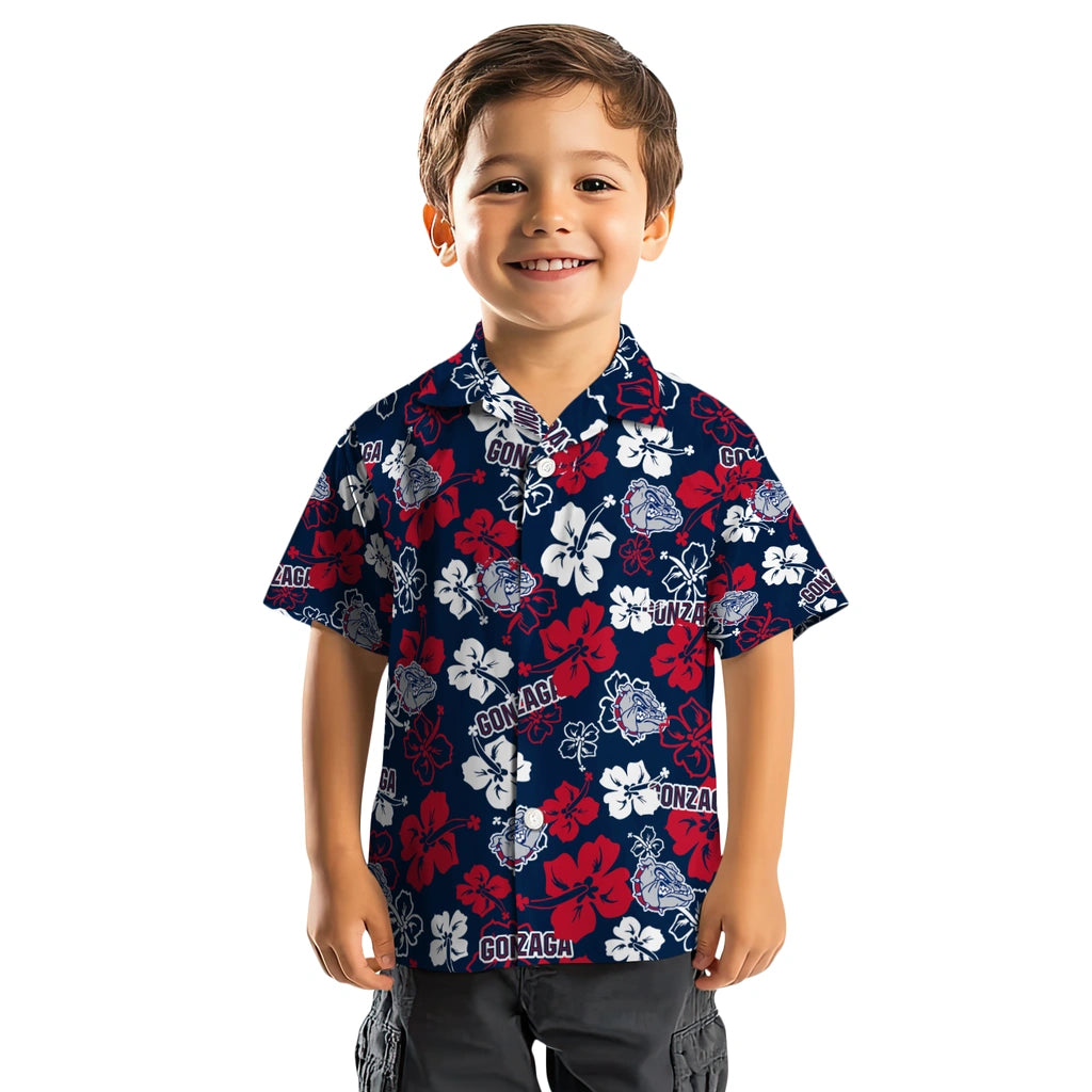 Gonzaga Bulldogs Hawaiian Shirt - Hibiscus Flower Design | Hula Hawaiian Shirts